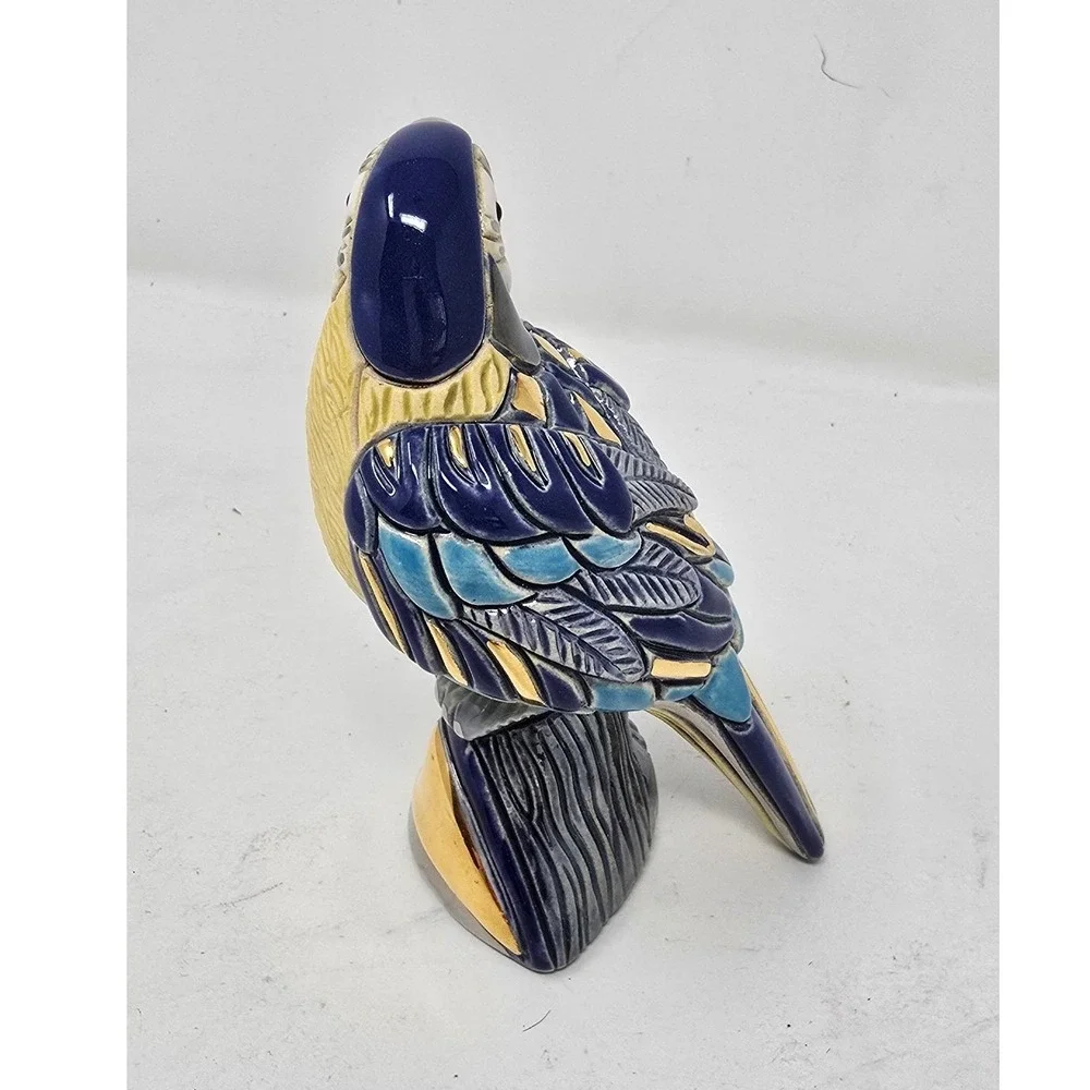 Vtg Artesania Rinconada De Rosa blue parrot figurine Uruguay clay art‎ farm